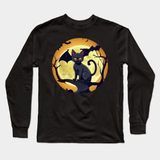 Halloween Moon Night The_cat_and_the_bat T-Shirt Long Sleeve T-Shirt